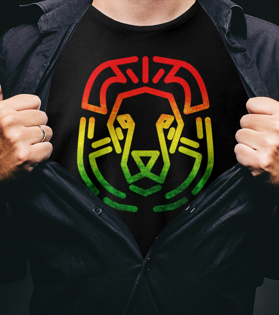 Rasta Flag Reggae Lion Jamaica Geometric T-Shirt