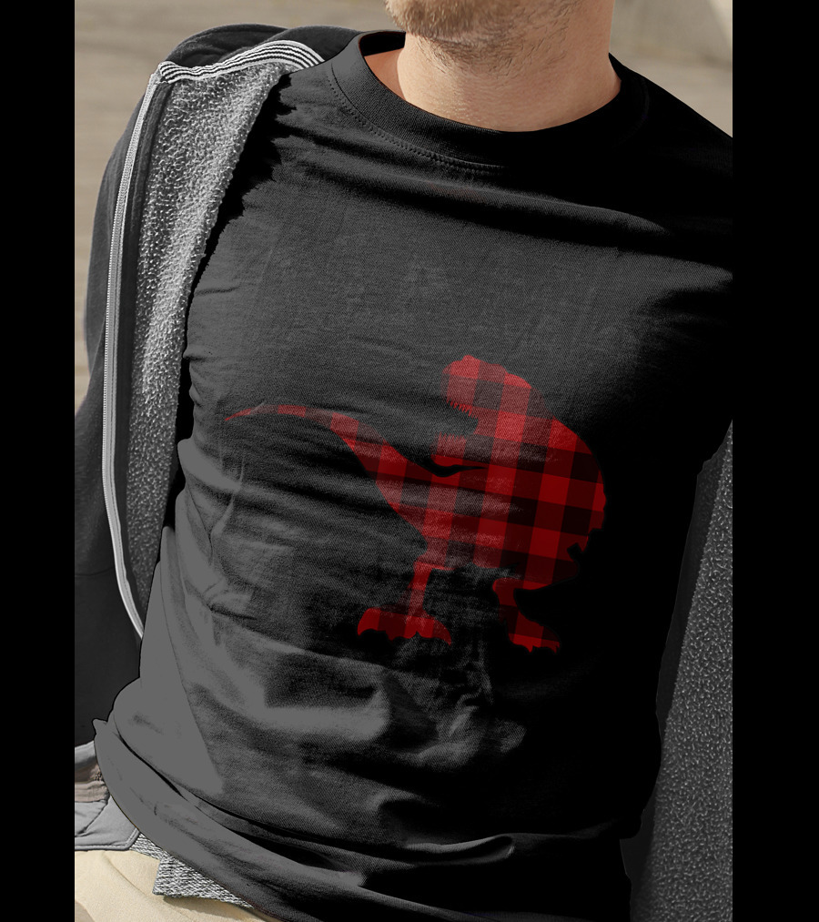 Mama Red Plaid Dinosaur T-Shirt