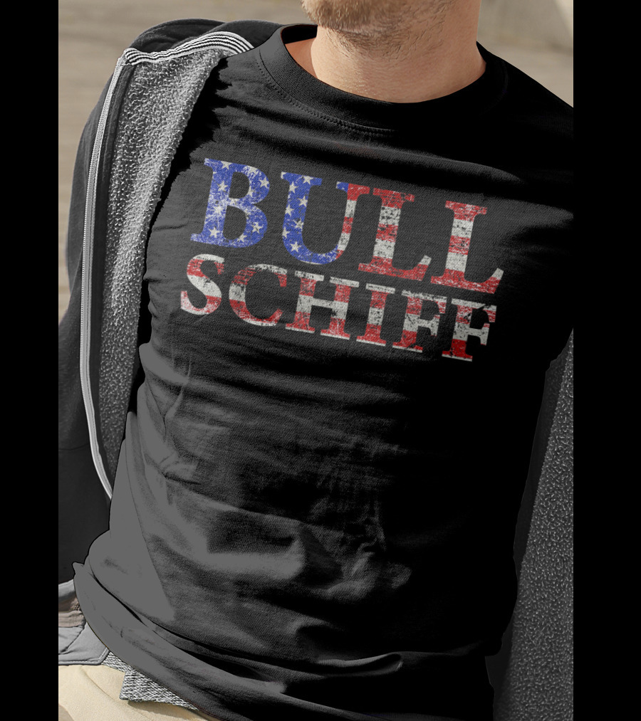 Bull Schiff Retro Vintage Distressed American Flag T-Shirt