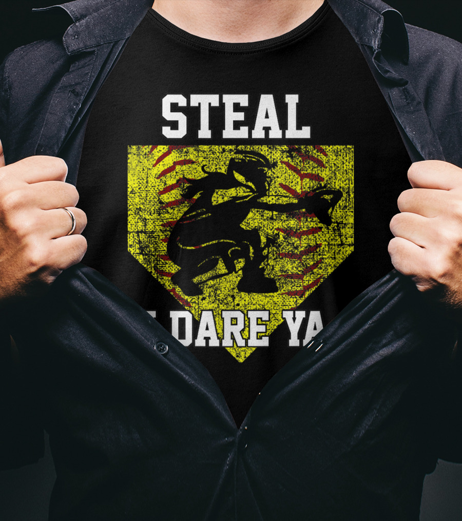 Steal I Dare Ya Softball Catcher Player T-Shirt