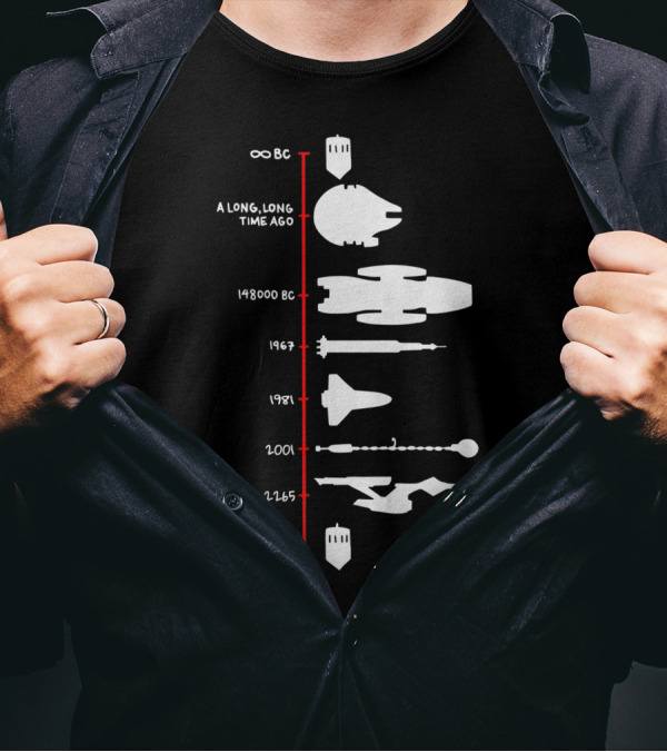A Long, Long Time Ago Spaceship Timeline Science Fiction Rocket T-Shirt