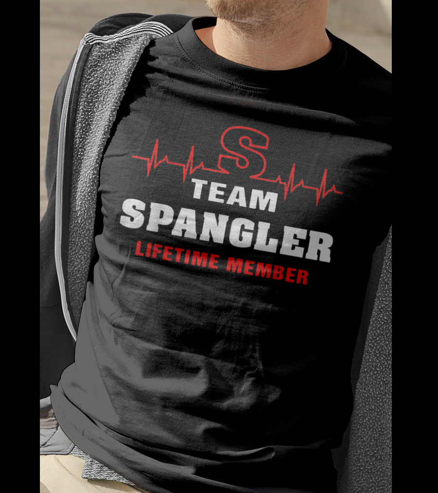 Team Spangler Lifetime Member With Heartbeat S T-Shirt