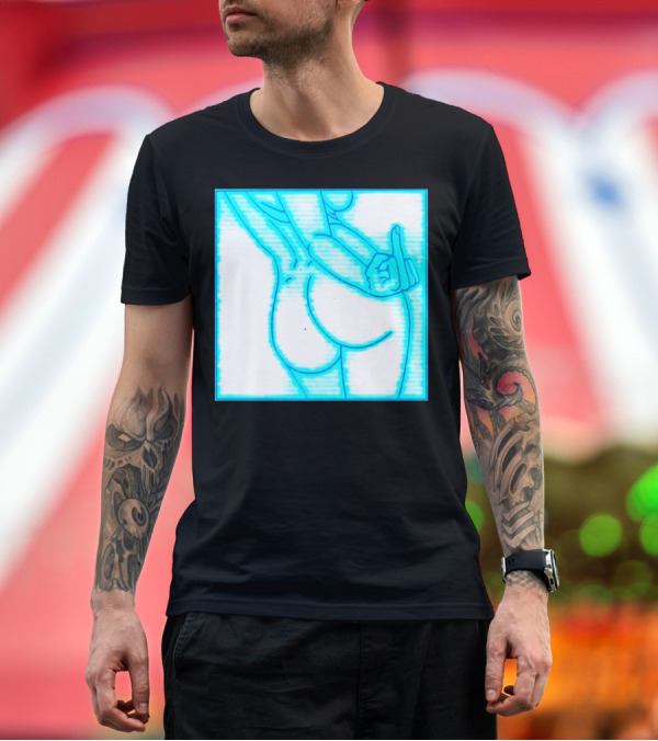Premium T-Shirt: The Finger Middle Gesture Neon Outline T-Shirt The Finger Middle Gesture Neon Outline T-Shirt