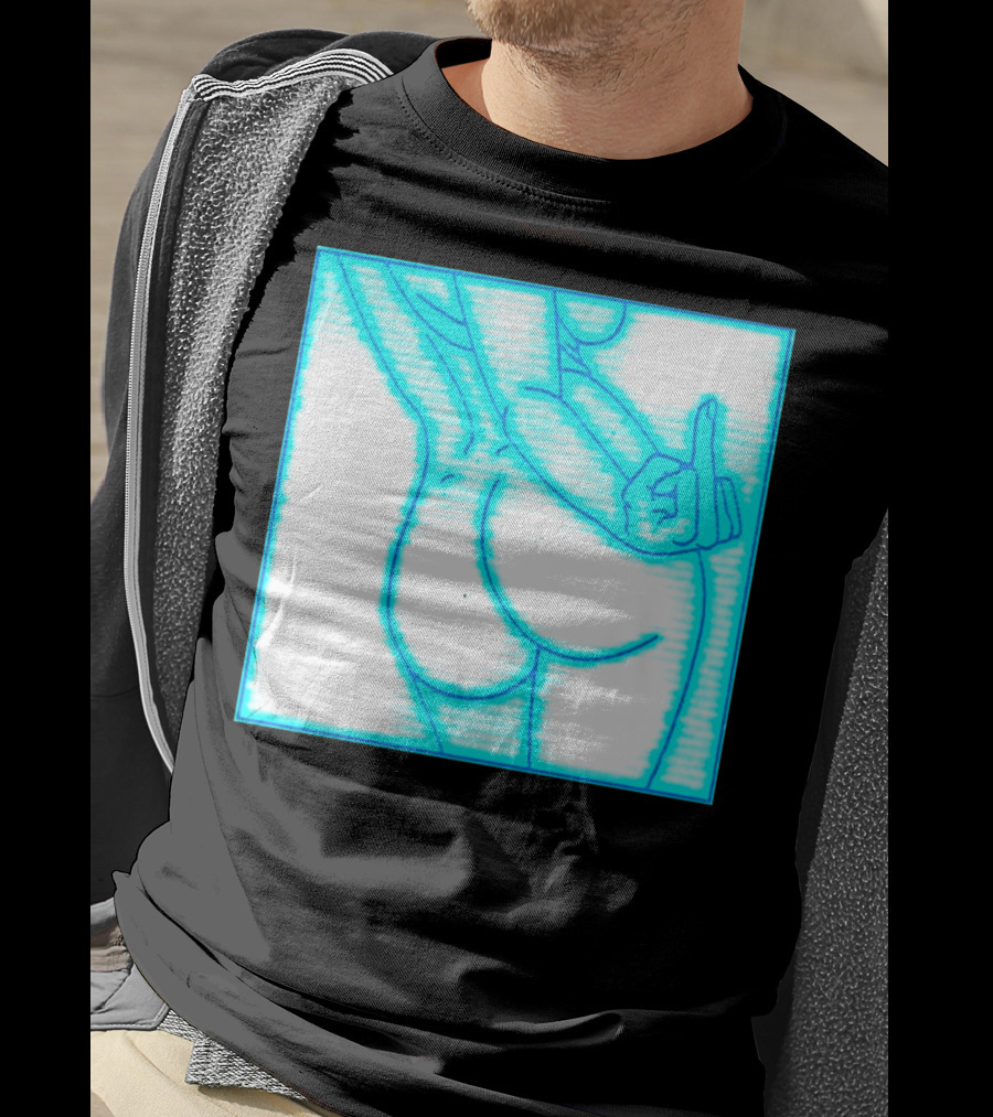 The Finger Middle Gesture Neon Outline T-Shirt