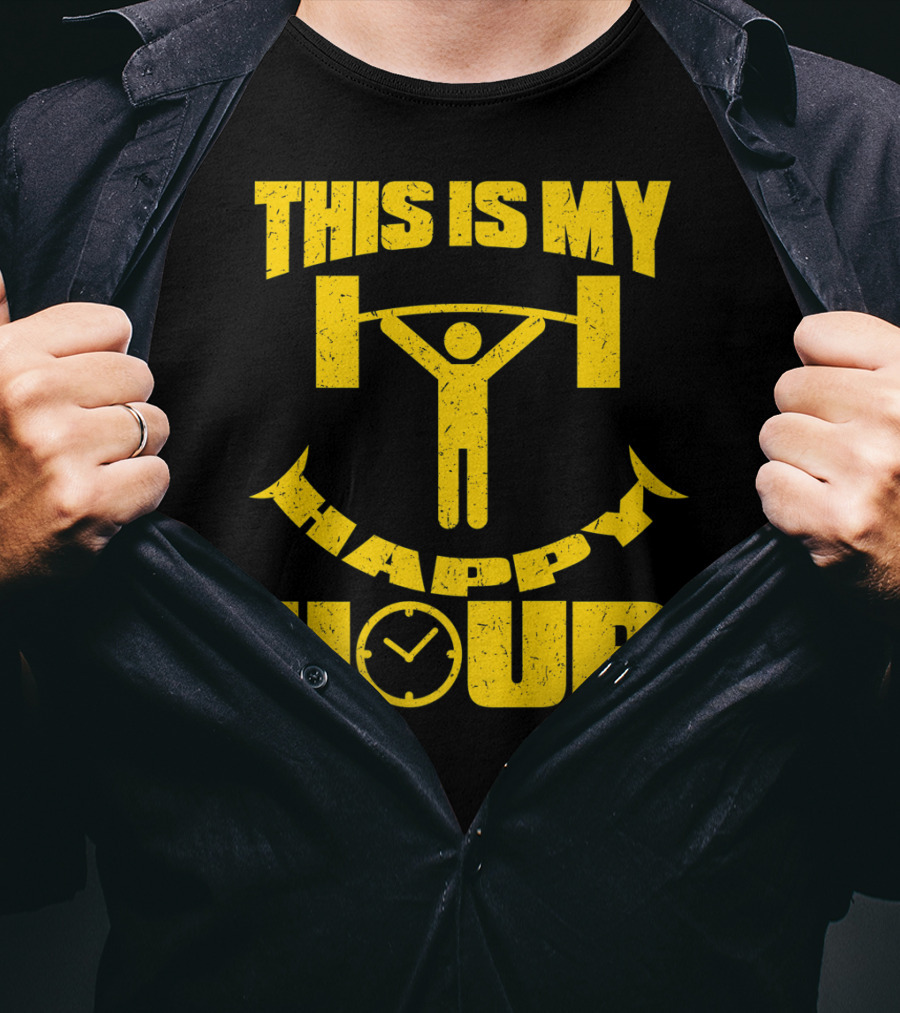 This Is My Happy Hour Weightlifting Workout Clock T-Shirt