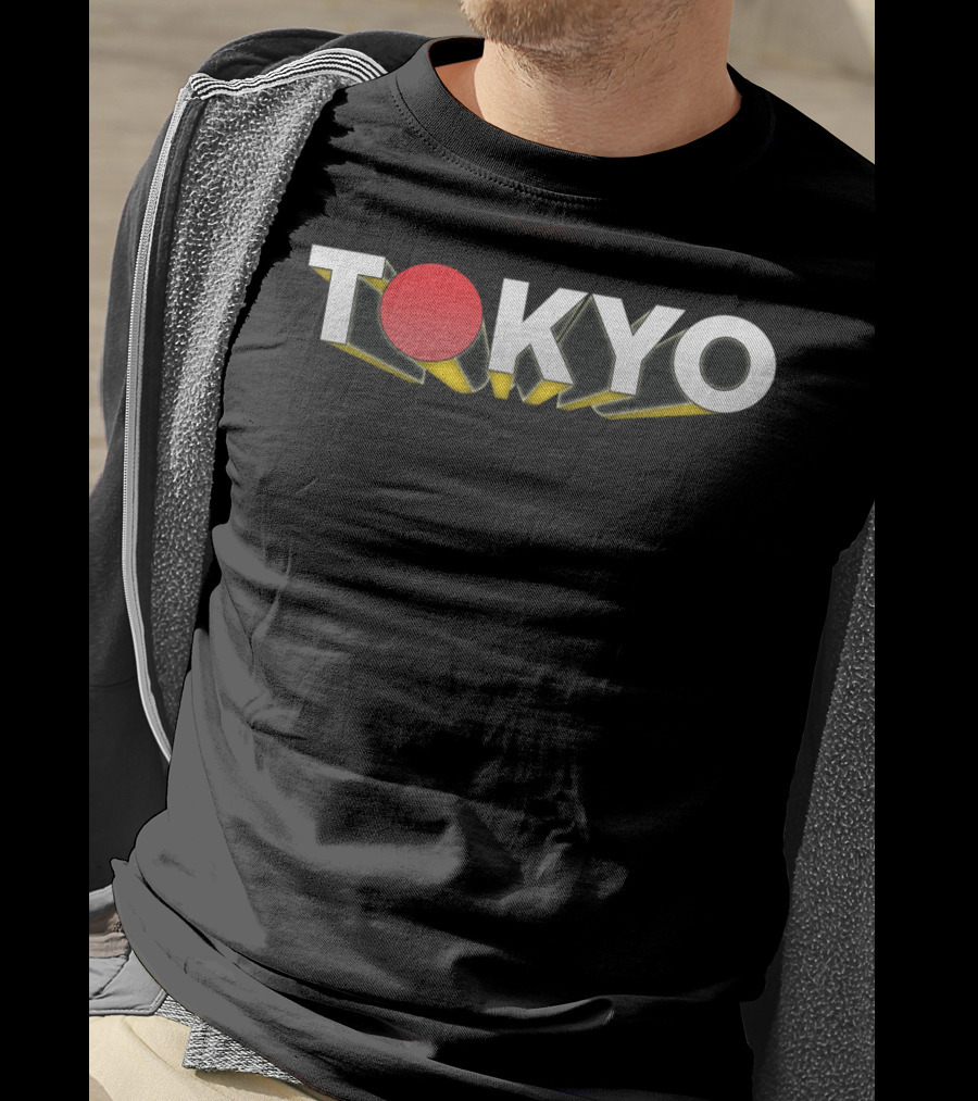Tokyo Japan Red Circle Dimensional Text T-Shirt
