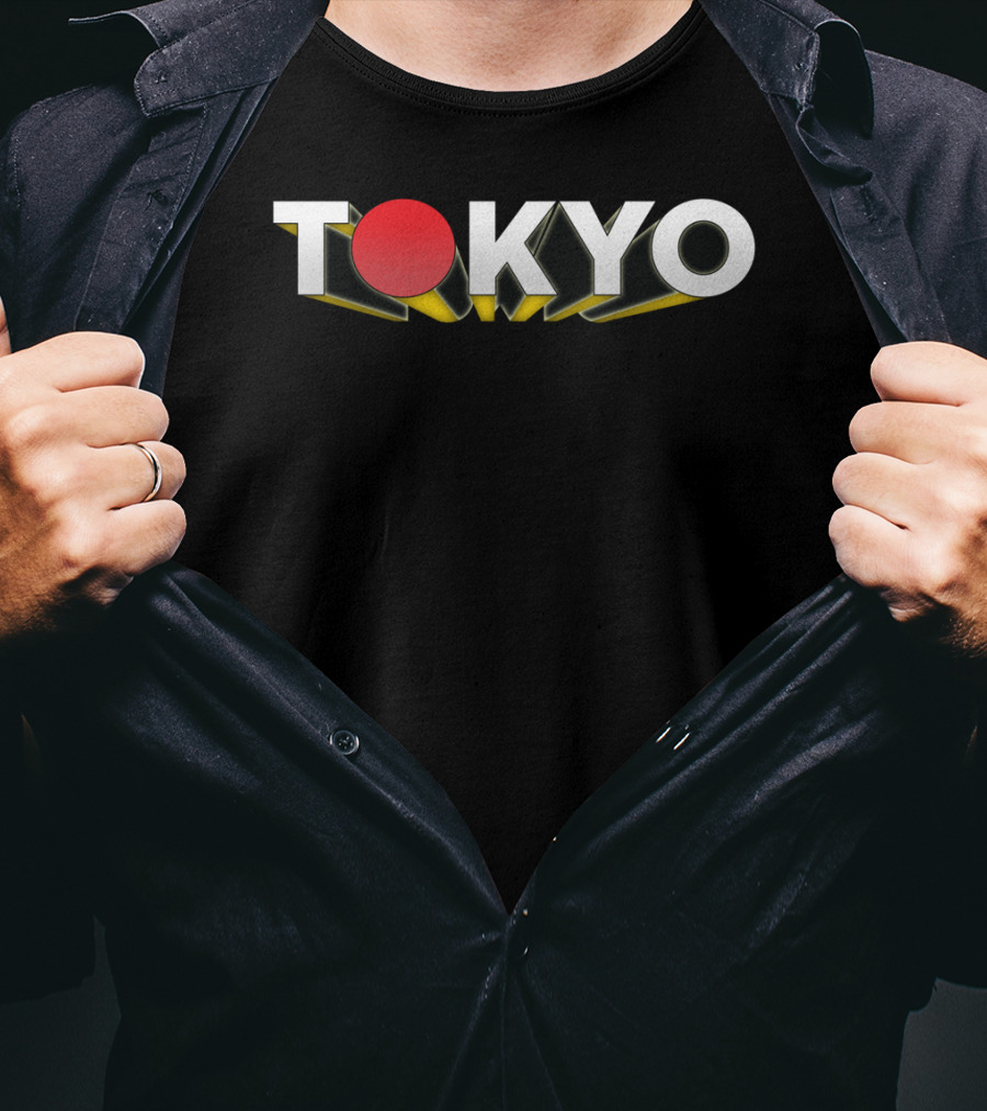 Tokyo Japan Red Circle Dimensional Text T-Shirt