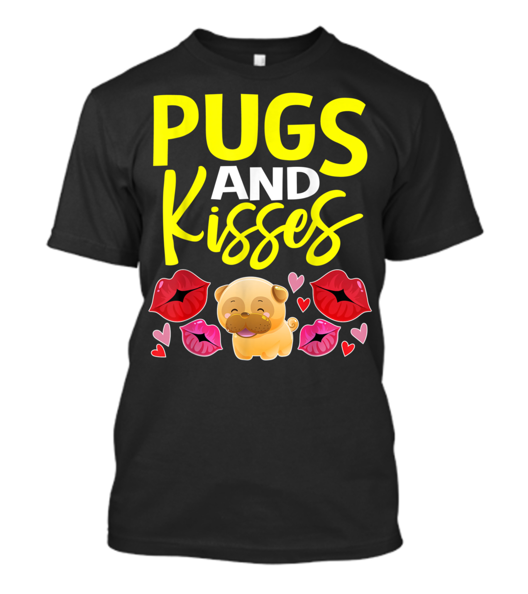 Pugs And Kisses Valentine For Girls Pug Lovers T-Shirt