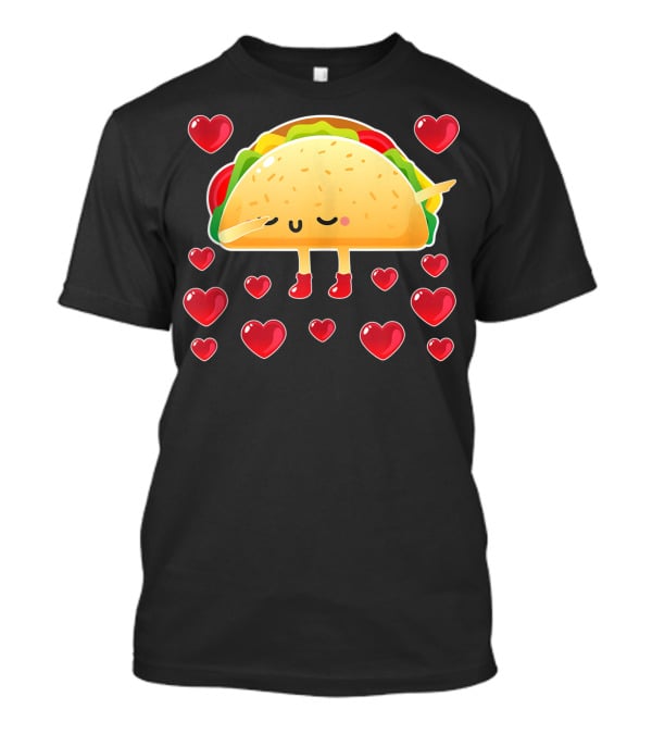 Valentine Hearts Taco Emoji For Girls And Men Taco Lovers T-Shirt