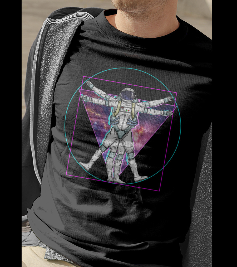 Vaporwave Astronaut Vitruvian Man Pastel Goth Triangle T-Shirt