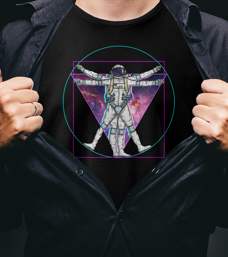 Vaporwave Astronaut Vitruvian Man Pastel Goth Triangle T-Shirt