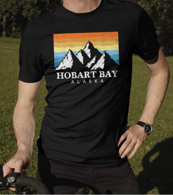 Hobart Bay Alaska Mountain Retro Vintage Landscape T-Shirt