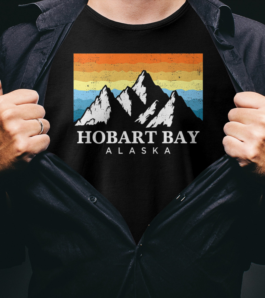 Hobart Bay Alaska Mountain Retro Vintage Landscape T-Shirt