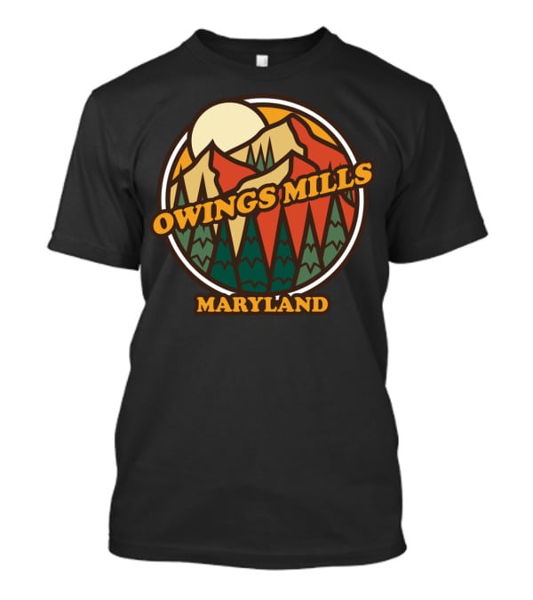 Owings Mills Maryland Vintage Mountain Hiking Forest Scene T-Shirt
