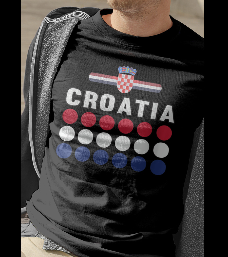 Croatia National Pride Croatian Flag Colors Checkerboard Crest T-Shirt