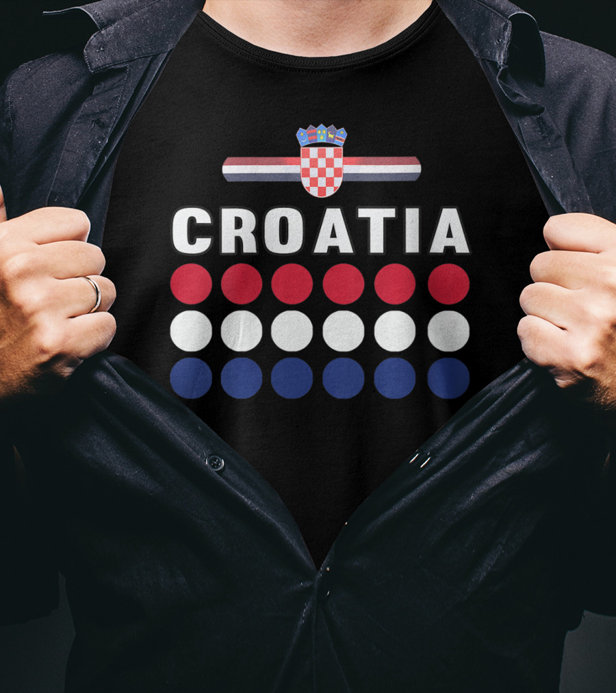 Croatia National Pride Croatian Flag Colors Checkerboard Crest T-Shirt