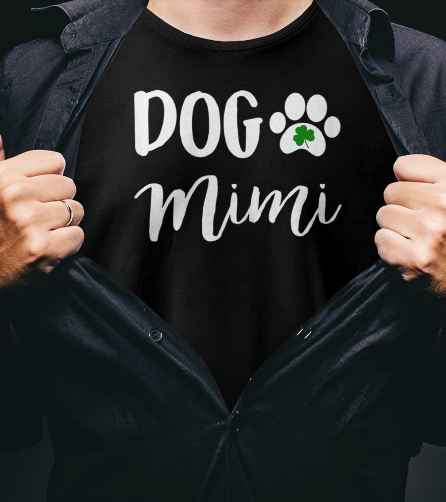 Dog Mimi Dog Paw St Patricks Day Irish Shamrock T-Shirt