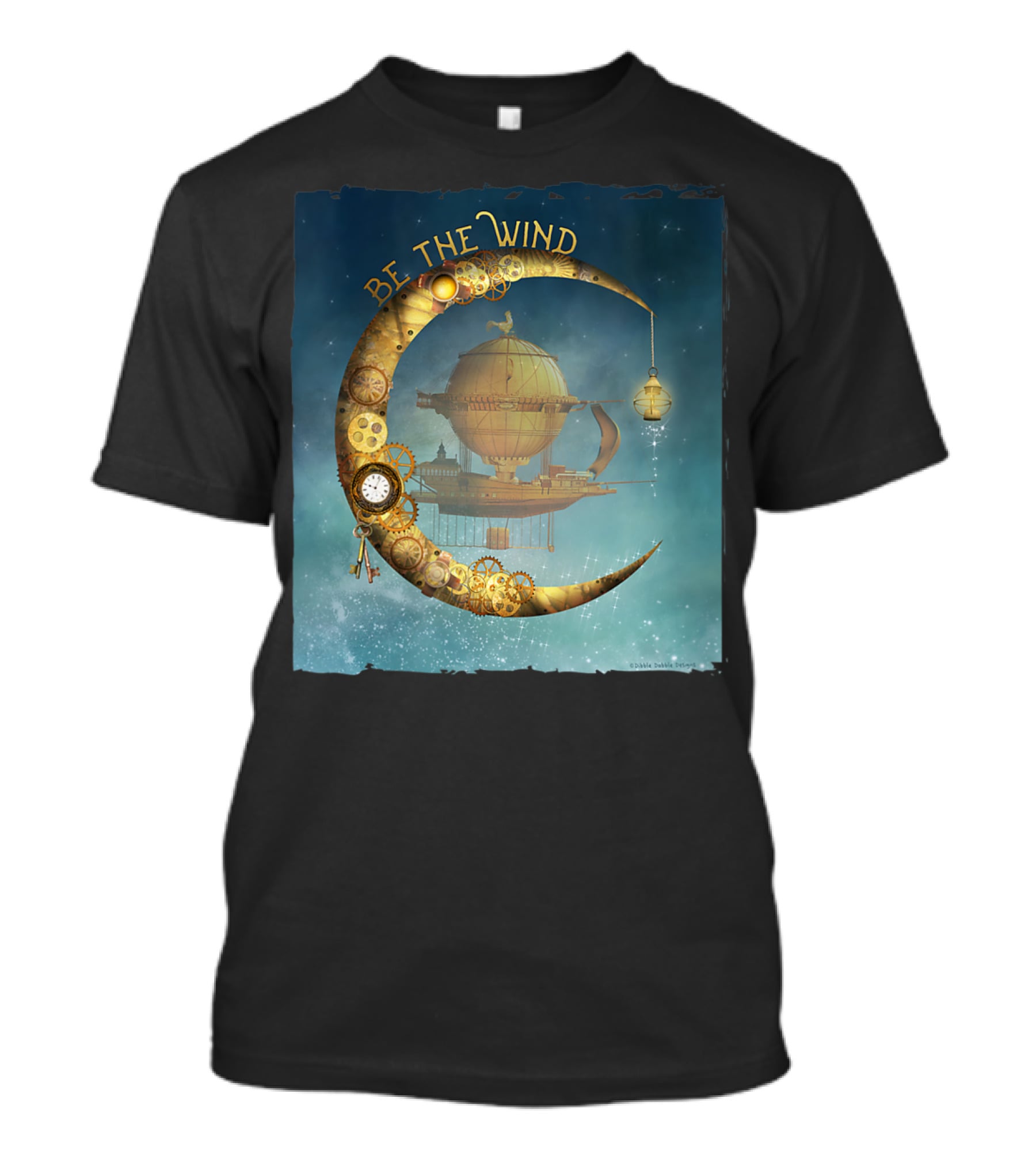 Be The Wind Fantasy Airship Steampunk Moon Gears T-Shirt