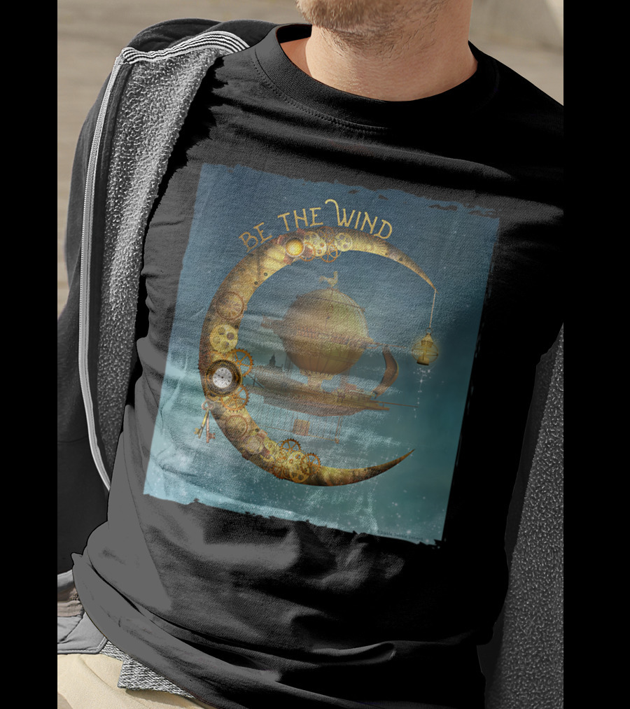 Be The Wind Fantasy Airship Steampunk Moon Gears T-Shirt