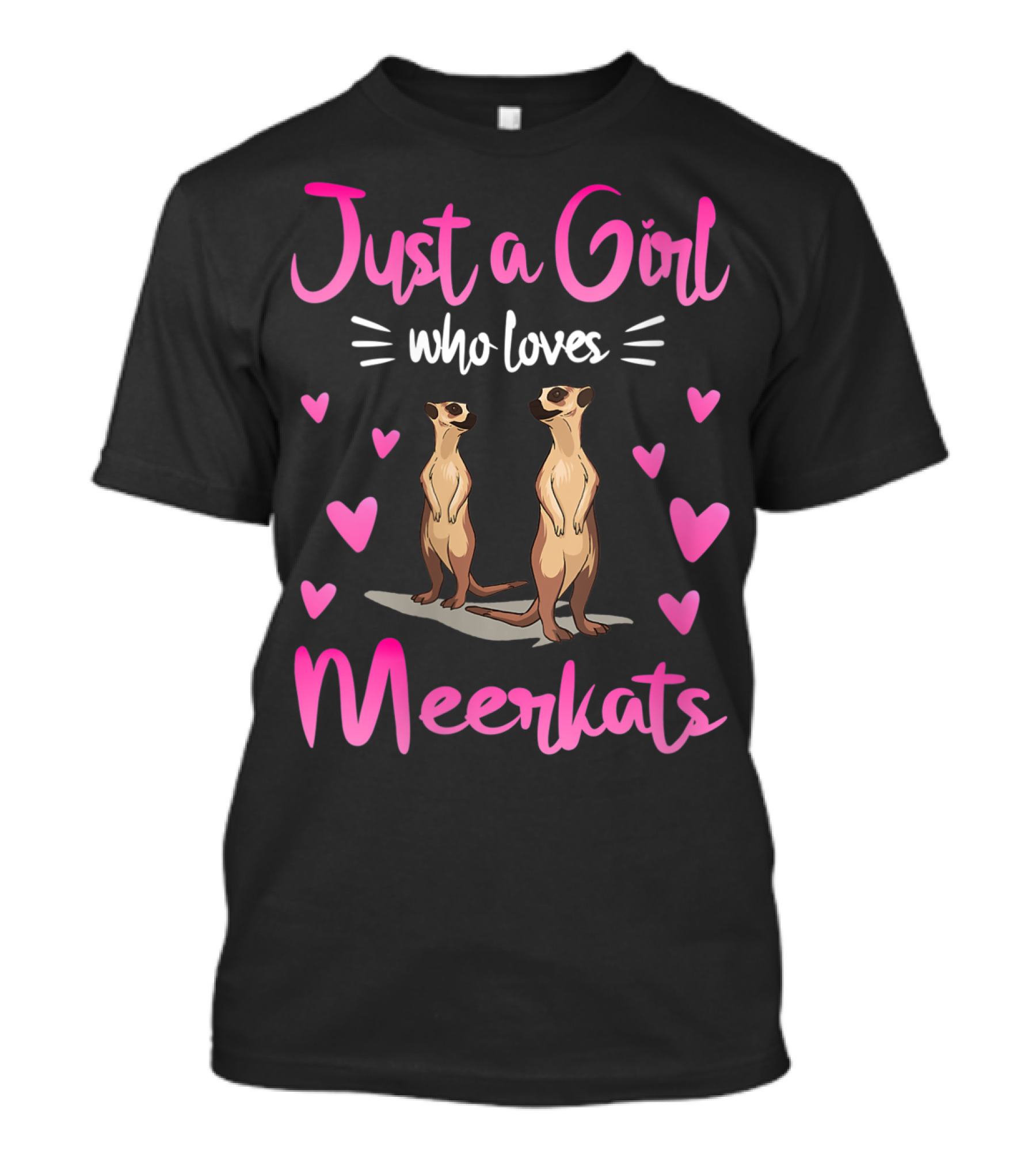 Just A Girl Who Loves Meerkats Surrounded By Hearts And Standing Meerkats T-Shirt