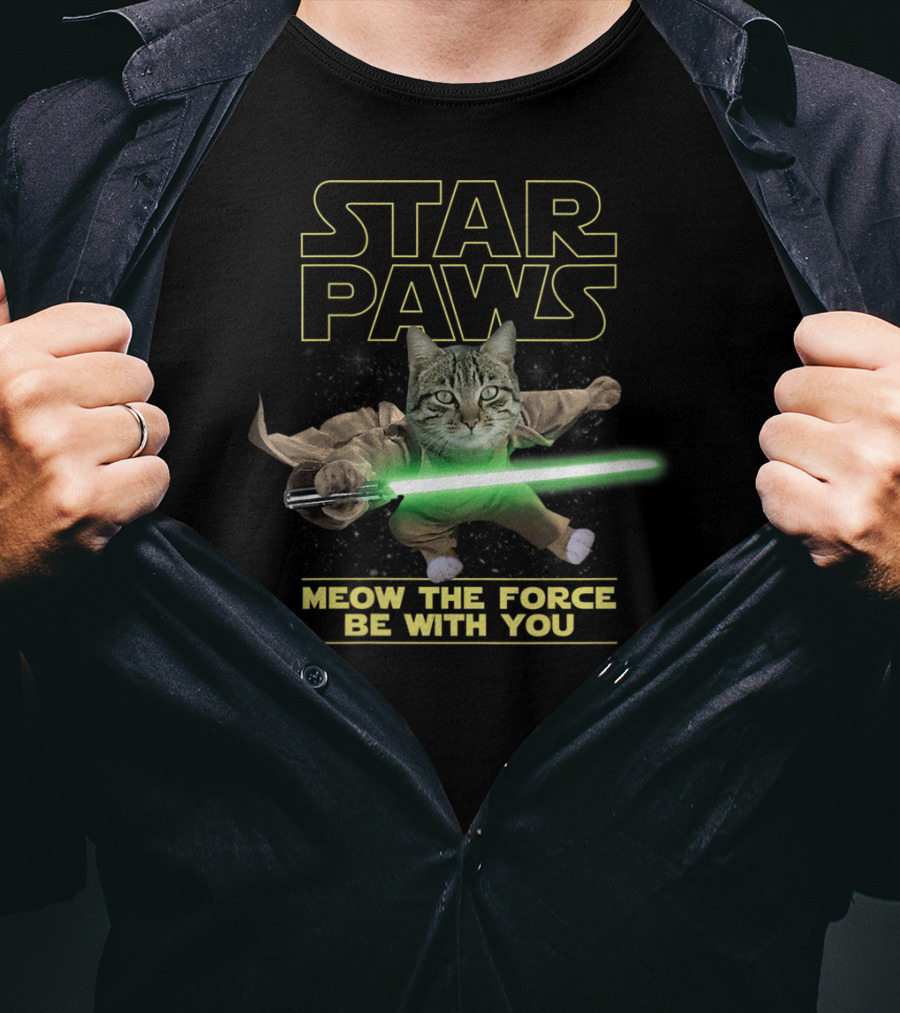 Star Paws Meow The Force Be With You Kitty Action Hero T-Shirt