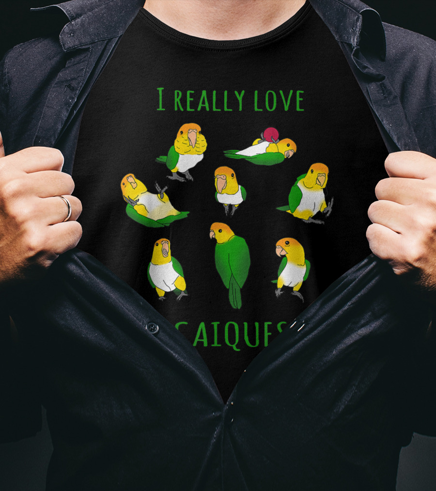 I Really Love Caiques Parrot Lovers Doodle T-Shirt