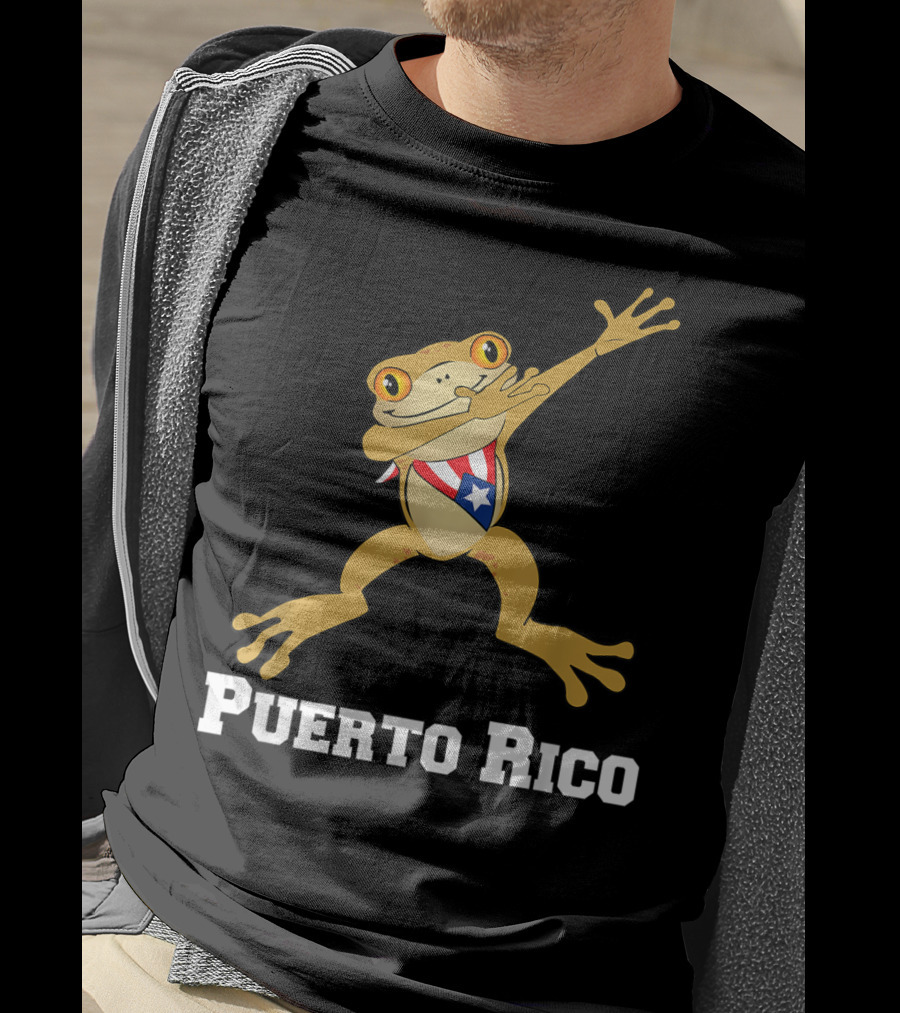 Dabbing Coqui Frog Puerto Rico Flag T-Shirt