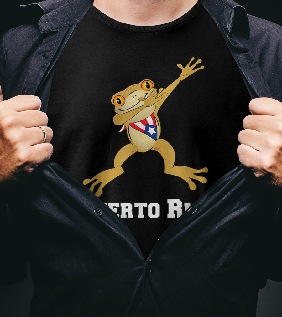 Dabbing Coqui Frog Puerto Rico Flag T-Shirt