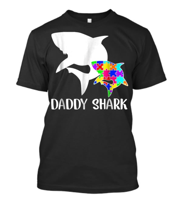 Daddy Shark Autism Awareness Puzzle Colorful T-Shirt