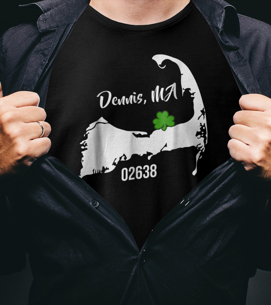 Dennis MA 02638 Cape Cod Shamrock Summer Map T-Shirt
