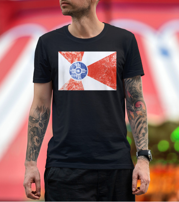 Premium T-Shirt: Distressed Vintage Wichita Flag T-Shirt Distressed Vintage Wichita Flag T-Shirt