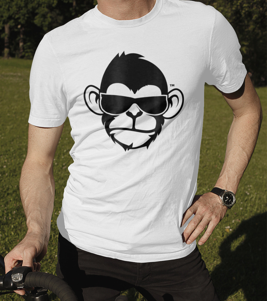 Fuzewear Monkey Face Sunglasses Cool Black T-Shirt