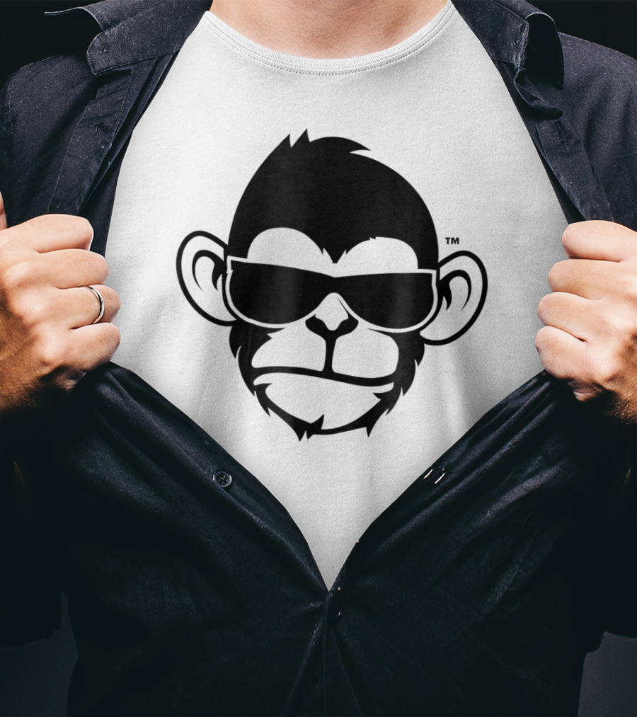 Fuzewear Monkey Face Sunglasses Cool Black T-Shirt