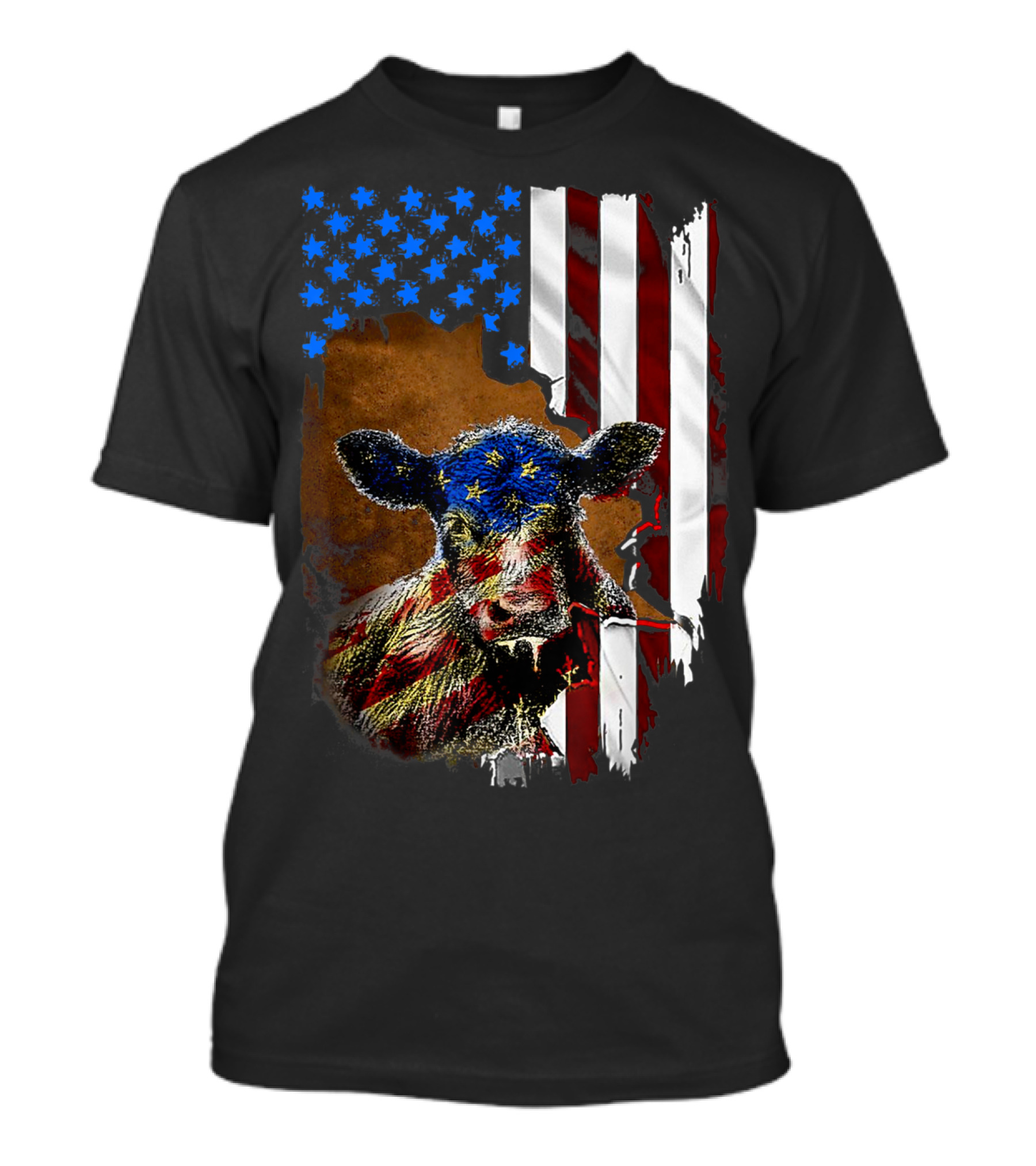 Heifer American Flag Farmer Cow Cattle July 4 T-Shirt