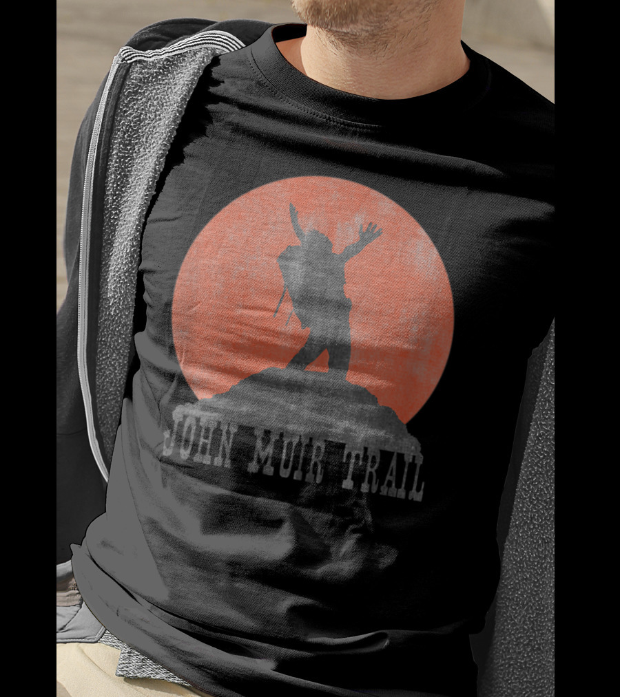 John Muir Trail Classic Hikers Silhouette With Backpack And Sunset T-Shirt