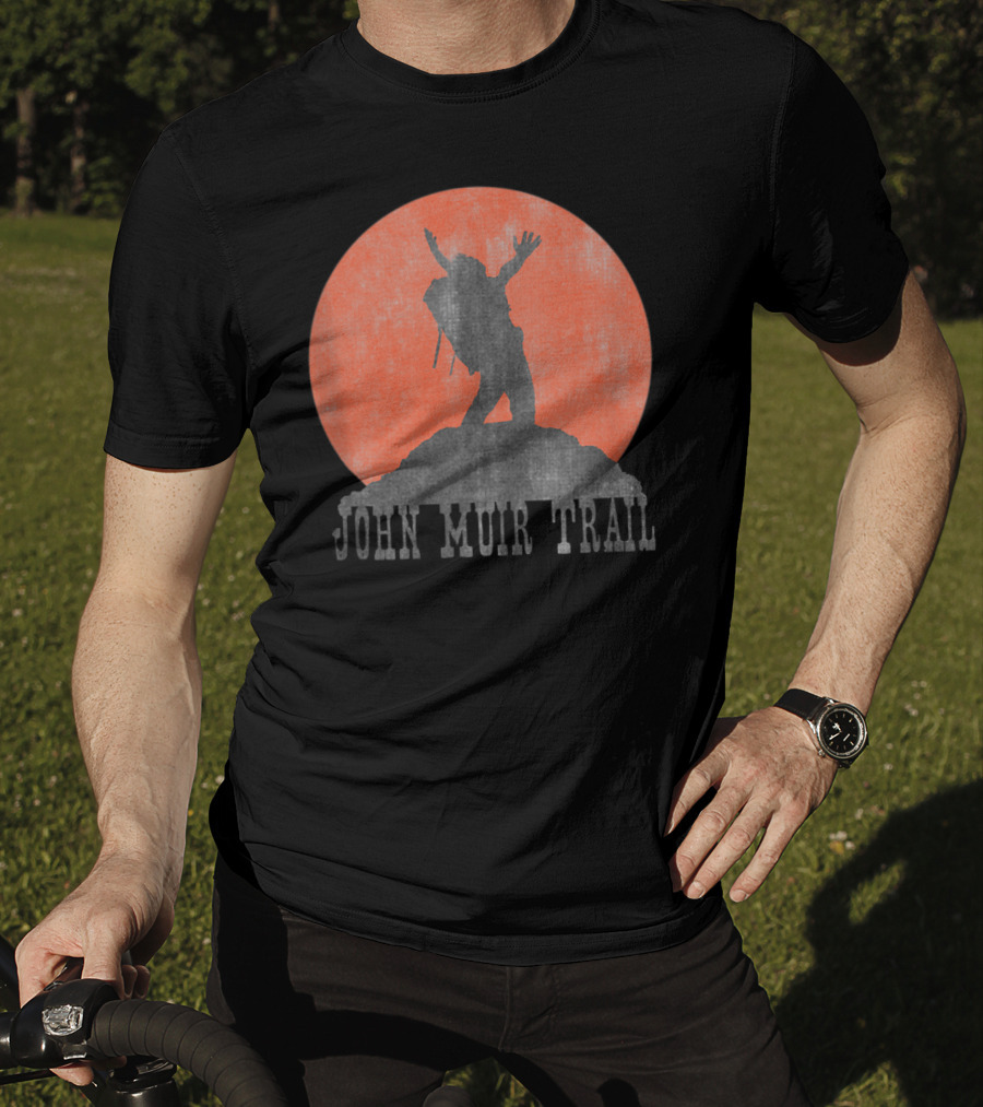 John Muir Trail Classic Hikers Silhouette With Backpack And Sunset T-Shirt