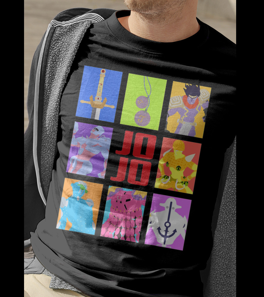 JOJO's Bizarre Adventure Iconic Character And Stand Panels Collection T-Shirt