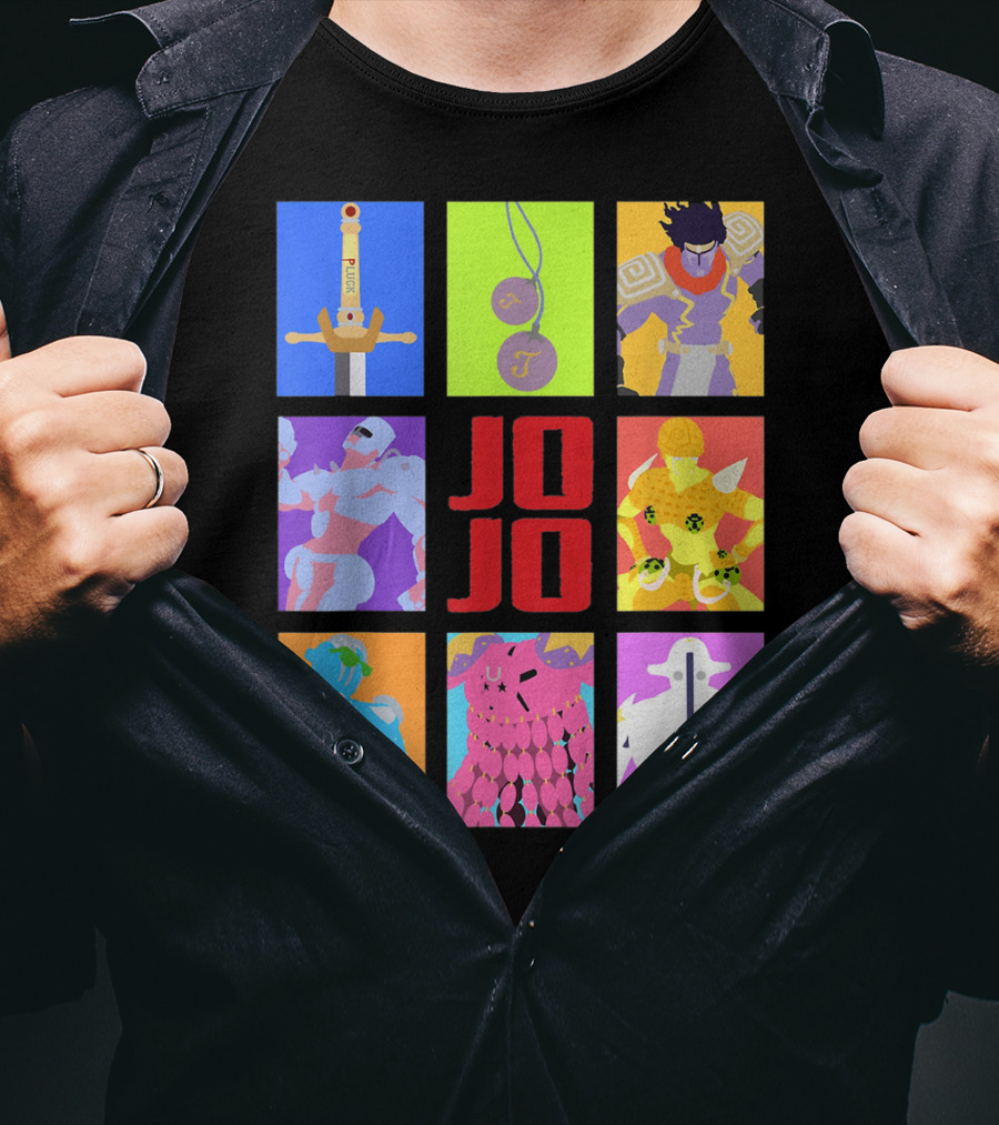 JOJO's Bizarre Adventure Iconic Character And Stand Panels Collection T-Shirt