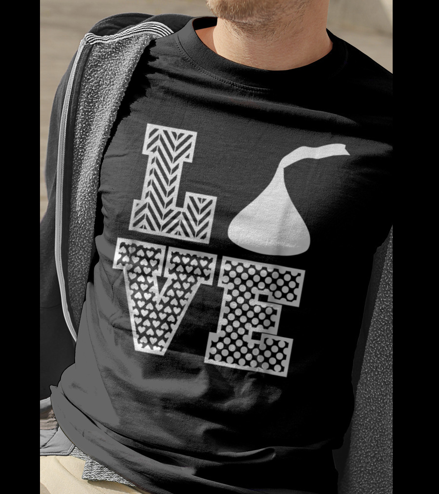LOVE Hershey's Kisses Patterned Lettering Design Style 24476 T-Shirt
