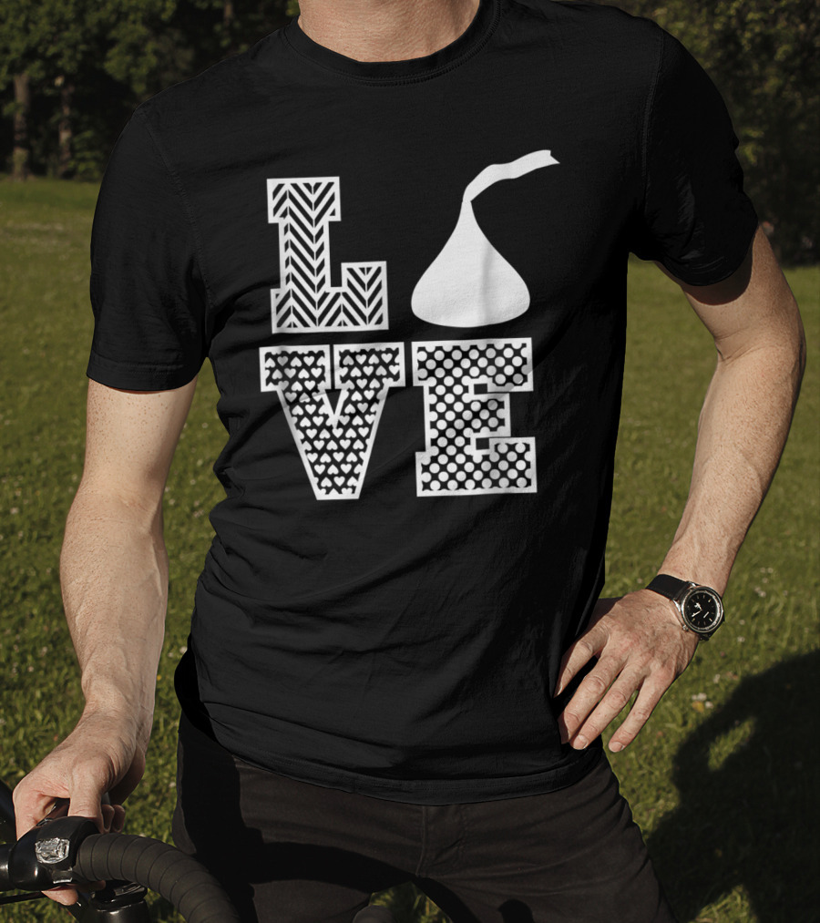LOVE Hershey's Kisses Patterned Lettering Design Style 24476 T-Shirt