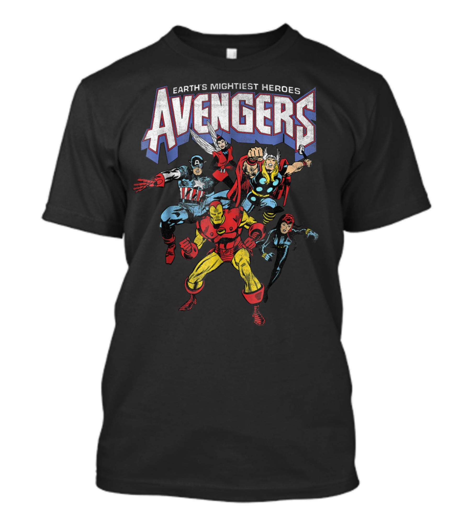 Earth's Mightiest Heroes Avengers Classic Vintage Group Shot T-Shirt