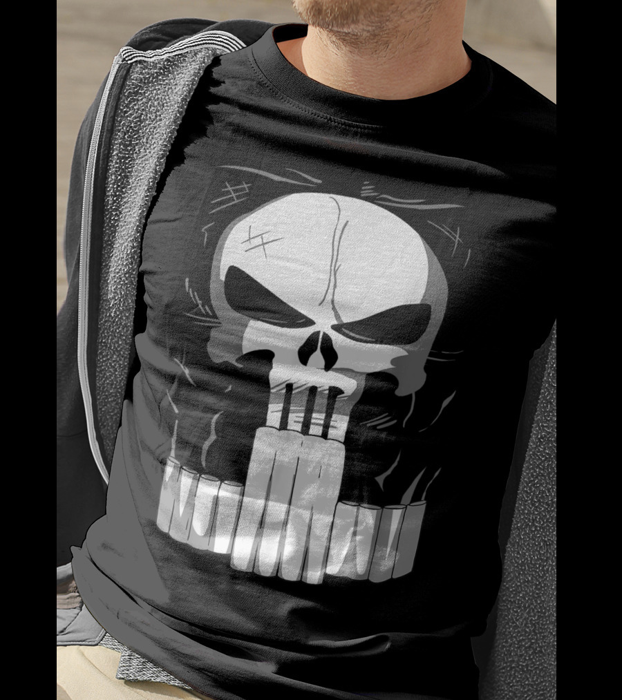 Marvel Punisher Skull With Bullet Teeth T-Shirt