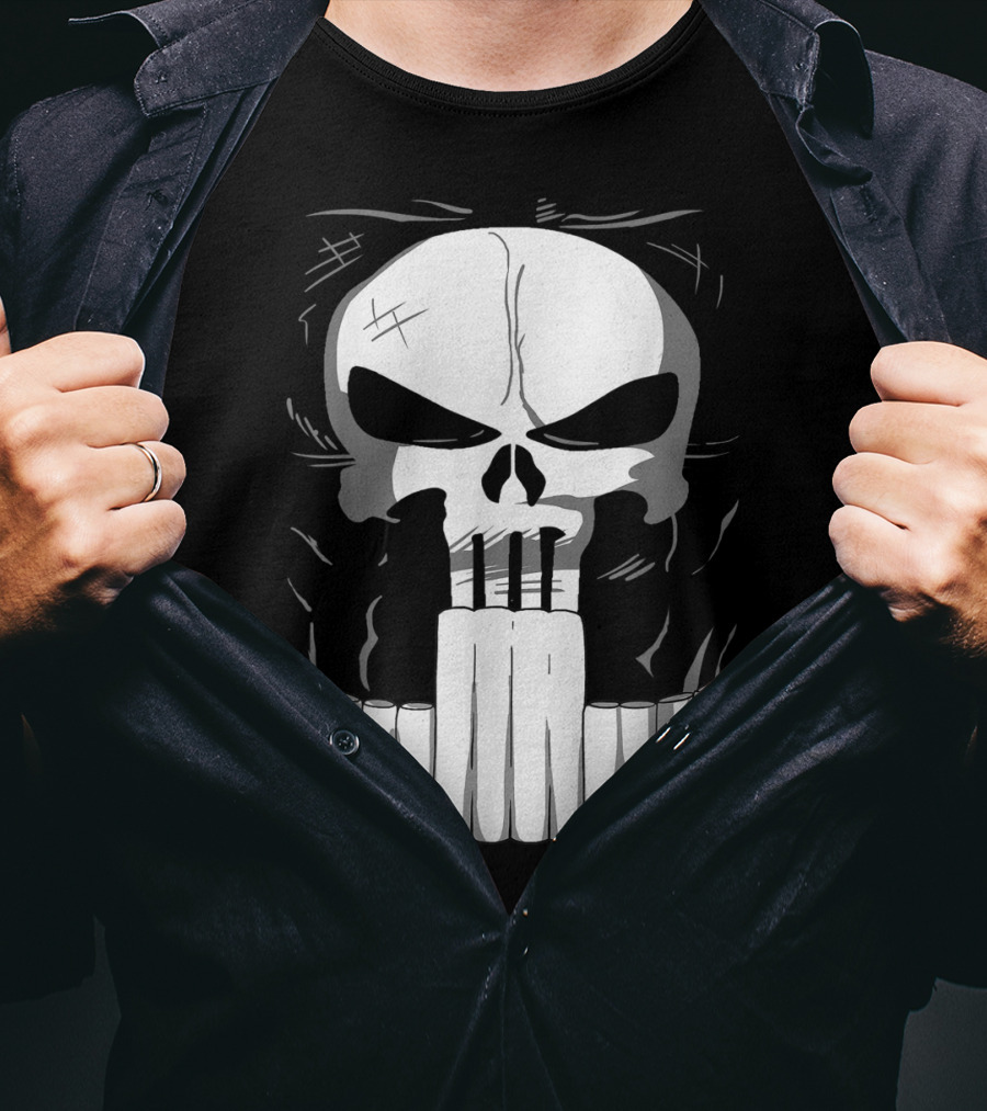 Marvel Punisher Skull With Bullet Teeth T-Shirt