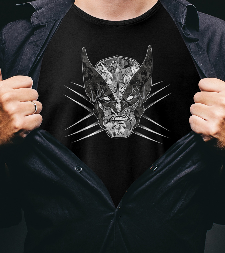 Marvel Xmen Wolverine Classic Comic Mask Claws T-Shirt