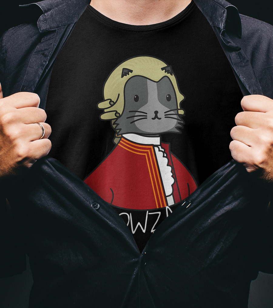 Meowzart Funny Cat Classic Music Mozart With Red Coat And Wig T-Shirt