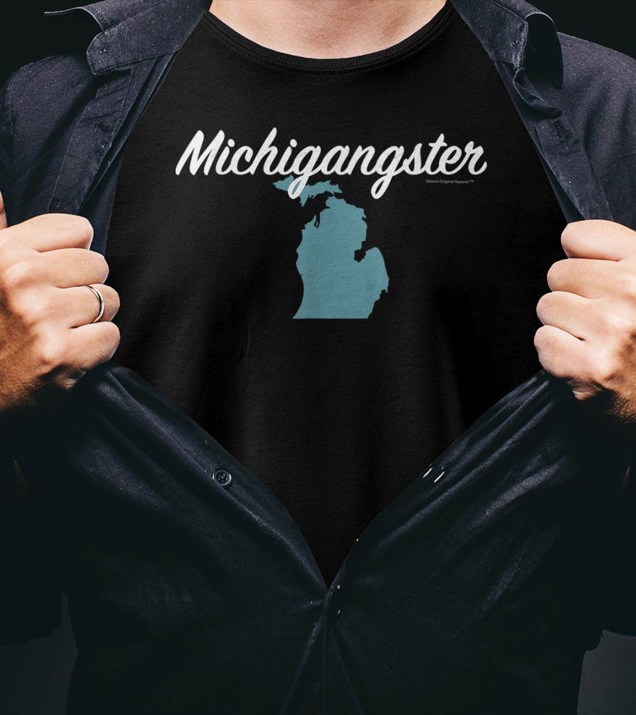 Michigangster Detroit Michigan Mitten Map T-Shirt