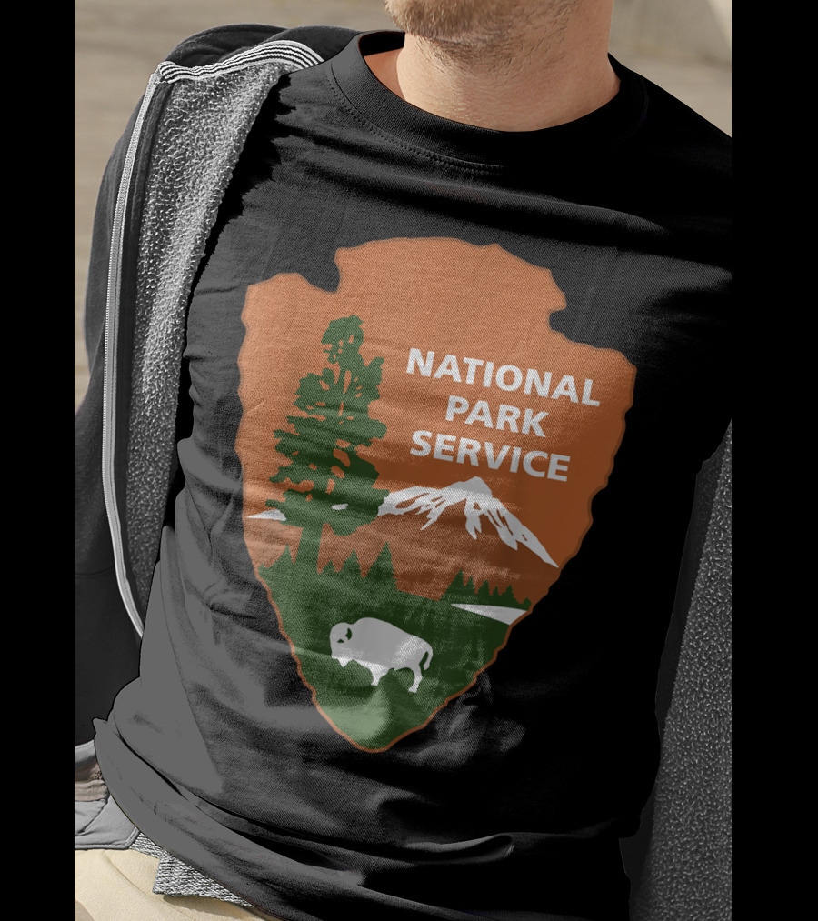 National Park Service Logo Badge With Mountain And Bison T-Shirt