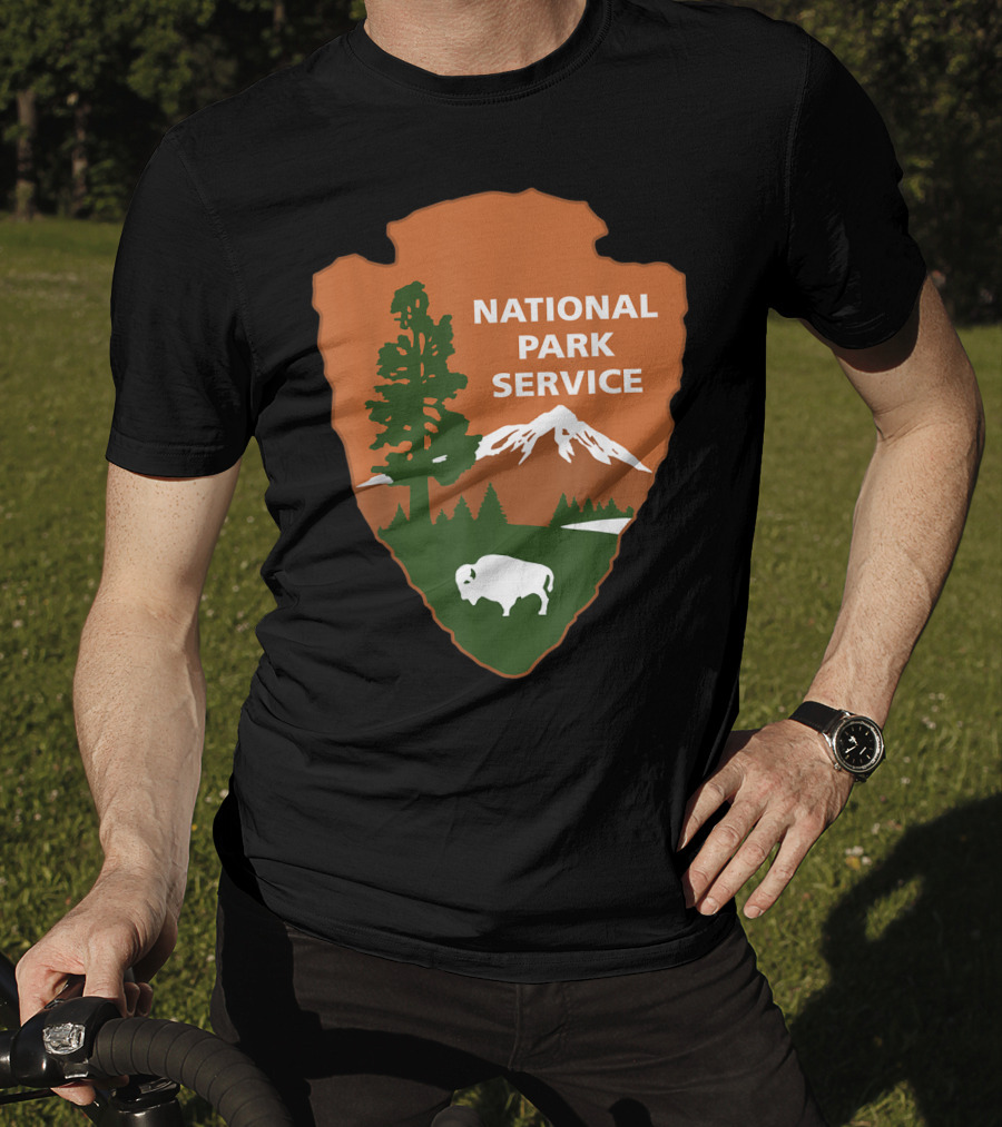 National Park Service Logo Badge With Mountain And Bison T-Shirt