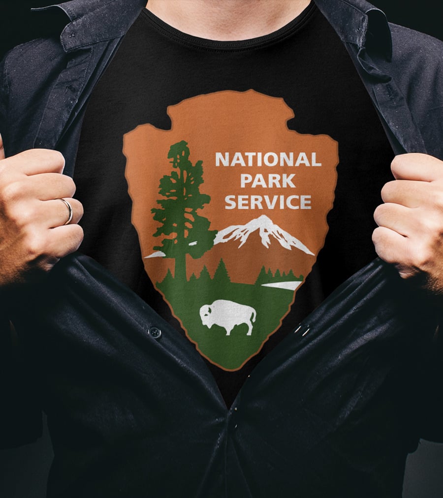 National Park Service Logo Badge With Mountain And Bison T-Shirt