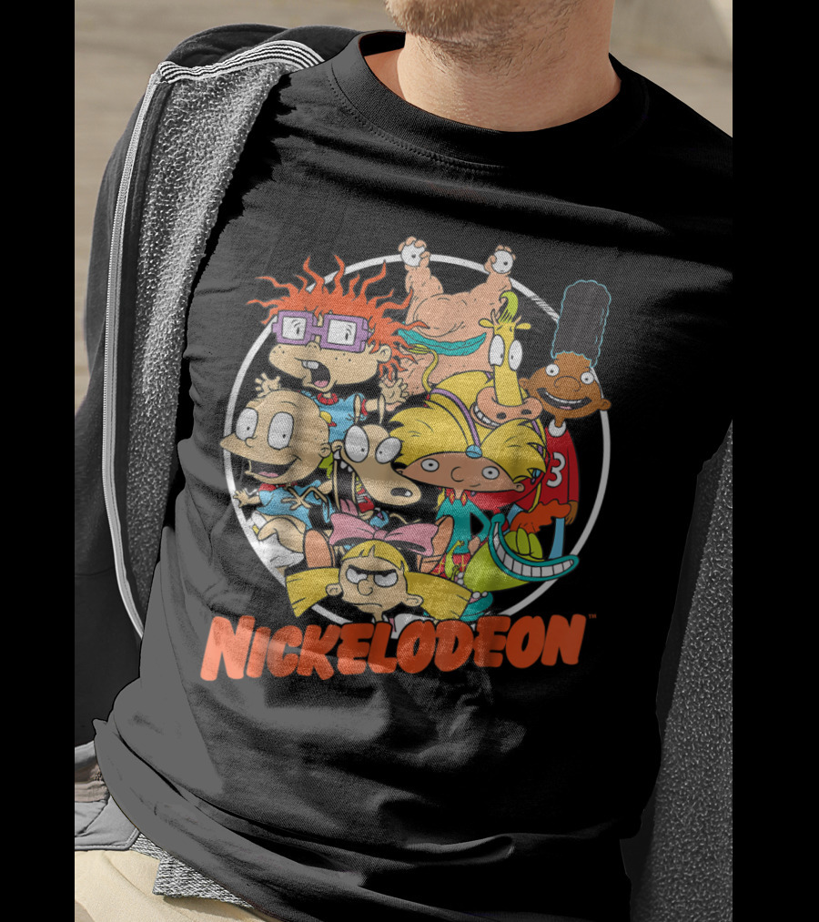 Nickelodeon Classic 90s Characters Rugrats Hey Arnold Gerald Cartoons T-Shirt